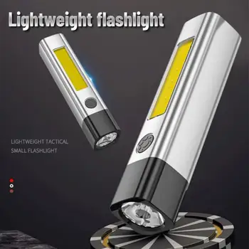 Фонарик с двойным источником света, боковая лампа Cob с фиксированным фокусом, фонарик с сильным светом, Usb-перезаряжаемая пластиковая портативная мини-лампа