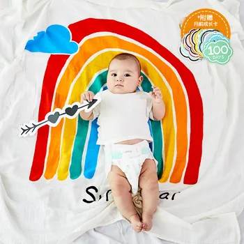 Новый детский шарф из муслина, 1 шт., детское одеяло Milestone, фон для фото ребенка, Одеяло-сумка для новорожденных