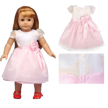 Аксессуары для кукольной одежды, платье для куклы American Girl, Розовое платье с вышивкой, 43 см, аксессуары для одежды Zapf и New born doll, ролевая игра