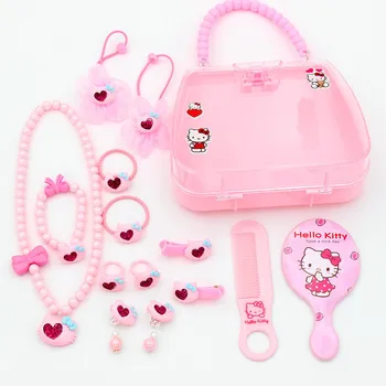 Sanrio Hello Kitty, Мультяшное ожерелье для девочек, Браслет, Шпилька, Веревка для волос, Кольцо, Зеркальная расческа, Набор в штучной упаковке