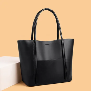 Горячая распродажа 2023 года, Новая простая и высококачественная женская сумка для покупок из воловьей кожи, пляжная сумка большой емкости для отдыха, сумочка