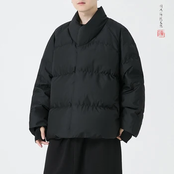 зимний корейский стиль 2023, уникальный дизайн с перчатками, куртки с подкладкой для мужчин, повседневное свободное теплое пальто для мужчин, размер M-5XL