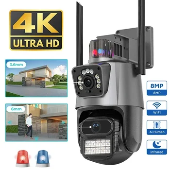 8-Мегапиксельная IP-камера 4K Wifi с двойным объективом, защита безопасности, Искусственный интеллект, человеческий монитор, Наружная Водонепроницаемая камера ночного видеонаблюдения