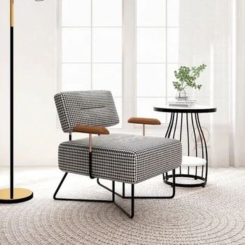 Привлекательная цена Современное кресло для отдыха, повседневное кресло в простом стиле с оттоманской спинкой, тканевая мебель для дома, гостиной