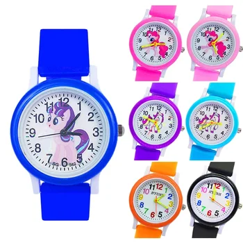 Детские часы с силиконовым ремешком ярких цветов, студенческие часы для девочек и мальчиков, часы с радужным единорогом, часы с лошадью, детские кварцевые часы
