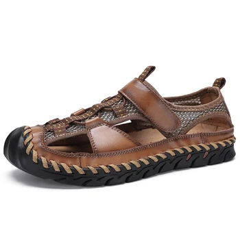 Новые мужские сандалии, Летние дышащие сетчатые сандалии, мужские уличные повседневные Легкие Пляжные сандалии, модная Мужская обувь Большого размера 38-48