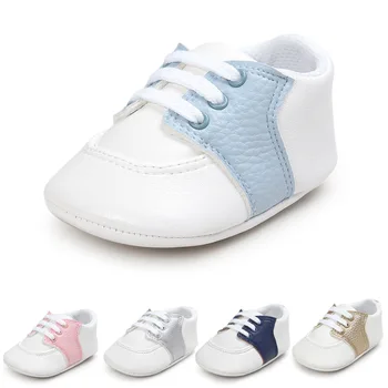 Детская обувь для ходунков из искусственной кожи, обувь для новорожденных девочек и мальчиков, обувь для малышей, мягкая подошва, препятствующая скольжению, однотонная повседневная обувь