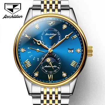 Мужские часы JSDUN, механические наручные часы от ведущего бренда, водонепроницаемые спортивные мужские часы, фаза Луны, деловые мужские часы