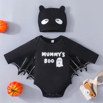 Хлопчатобумажный комбинезон Bat Baby для малышей на Хэллоуин, очаровательная одежда с животными, комбинезон, костюмы на Хэллоуин со шляпой 2023 г.