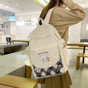 Sanrio cinnamon нейлоновый школьный рюкзак для мальчиков и девочек, студенческий рюкзак для младших классов средней школы, школьный рюкзак с героями мультфильмов для путешествий