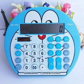 Мультяшный Солнечный калькулятор Doraemon для мальчиков и девочек с 12-значной функцией, симпатичный калькулятор с большим экраном
