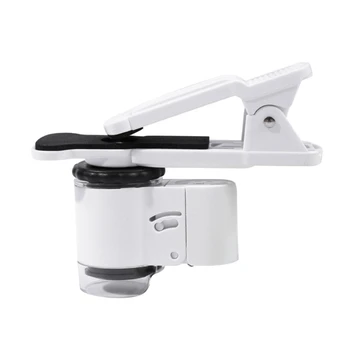 Мини-микроскоп для мобильного телефона и светодиодная Карманная лупа с ультрафиолетовым излучением 45X со стеклом
