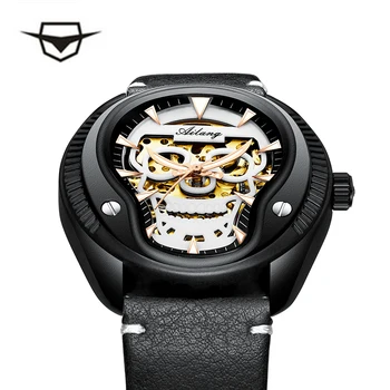 Классический дизайн, мужские автоматические часы с черепом, турбийон, мужские механические часы со скелетом, водонепроницаемые, светящиеся Relogio Masculino