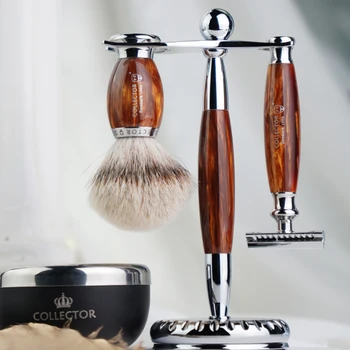 высококачественная бритва для бритья, безопасная бритва для мужчин, ручка из смолы, сменное лезвие, Т-образный станок для бритья
