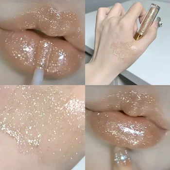 Блестящая жидкая помада Shimmer Metallic Прозрачный зеркальный блеск для губ Масло для придания объема Увлажняющий блеск для губ Оттенок Sparkling Diamond Масло для губ