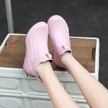 Новые дизайнерские непромокаемые ботинки, женские водонепроницаемые короткие непромокаемые ботинки, нескользящая водонепроницаемая обувь на толстой подошве, резиновая обувь 레인부츠 2023