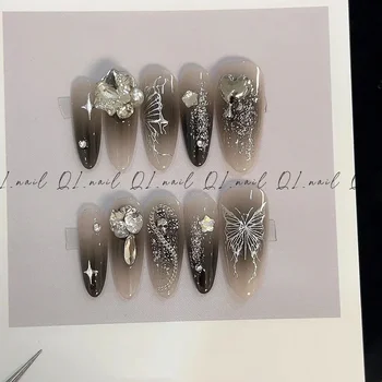 Y2K Накладные ногти Пластырь для ногтей в темном стиле Жидкая бабочка для дизайна ногтей Съемная одежда для рук Подарок для маникюрши