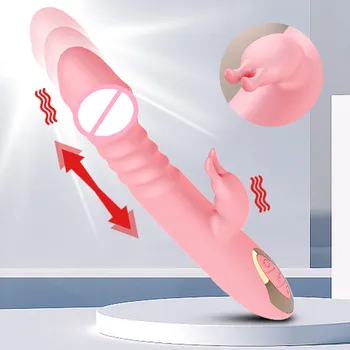 Перезаряжаемый вибратор Rabbit Секс-игрушки для женщин, Вагинальный массажер, точка G, Стимулятор клитора, Телескопические фаллоимитаторы, Интимные товары