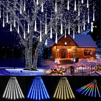 рождественские украшения 2024 Рождественские огни, гирлянды из сосулек для душа, 18-дюймовые светодиодные рождественские наружные подвесные светильники natal