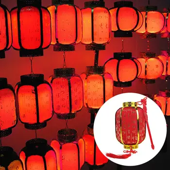 Красный фонарь в китайском стиле, светящийся красивый легкий бытовой переносной фонарь на китайский Новый год для детей