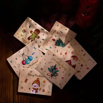 Рождественские поздравительные открытки в винтажном стиле, набор рождественских поздравительных открыток в винтажном стиле с конвертами и наклейками для