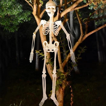 Страшный реквизит для Хэллоуина, светящийся подвесной Скелет для вечеринки на Хэллоуин, Украшение дома, двора, сада, подвижный светящийся поддельный Череп