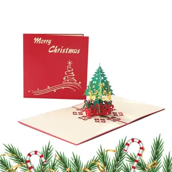 Рождественские открытки с 3D елкой Рождественские Поздравительные открытки с всплывающим 3D декором в виде елки Креативные подарки для школы Спальни Обеденного стола