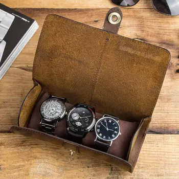 Портативная кожаная коробка для часов, чехол для часов, пряжка, коробка для хранения часов для путешествий на открытом воздухе, сумка-органайзер, подарки для мужчин Y8E8