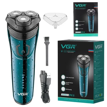 VGR Водонепроницаемая электробритва Борода Перезаряжаемая Электрическая Бритва для мужчин Роторный USB станок для бритья лица