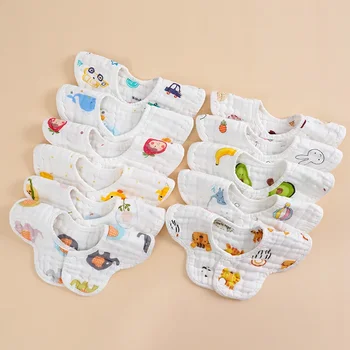 Хлопковое полотенце от слюны, 8 слоев детских хлопчатобумажных изделий, детский нагрудник, детский нагрудник с лепестками, марлевое полотенце от слюны для новорожденных