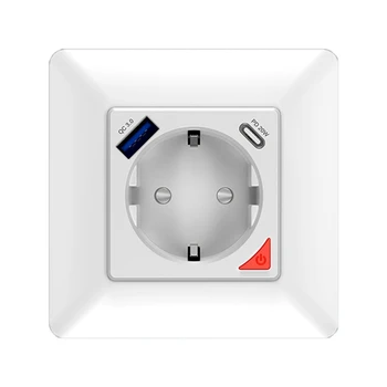 Wifi Tuya Умная Розетка Быстрая Зарядка USB Type-C Приложение Дистанционное Управление Голосовое Управление Для Alexa Google Home EU Plug