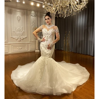 Свадебное платье русалки с тяжелым бисером NS4507
