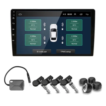 USB Android TPMS Система Контроля Давления В Автомобильных Шинах Для автомобиля Android Player с Предупреждением о Температуре с четырьмя датчиками