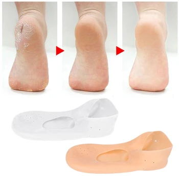 1 пара силиконовых носков S / L Spa, увлажняющие гелевые носки-лодочки, предотвращающие сухость ног, удаляющие потрескавшуюся омертвевшую кожу, инструменты для ухода за ногами