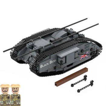 WW1 Черный тяжелый танк Bess Mark IV, военное оружие, строительные блоки, игрушка с 2 солдатами, рождественские подарки на День рождения