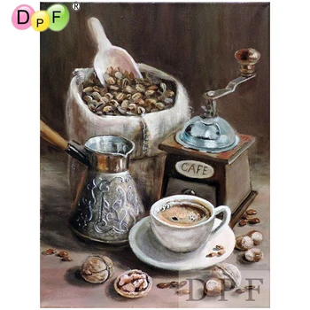 DPF алмазная вышивка приготовление кофе алмазная живопись вышивка крестом ремесла набор алмазной мозаики полный горный хрусталь домашний декор своими руками