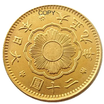 JP (19) Япония, 20 иен, позолоченная монета 9-летнего азиатского Тайсе