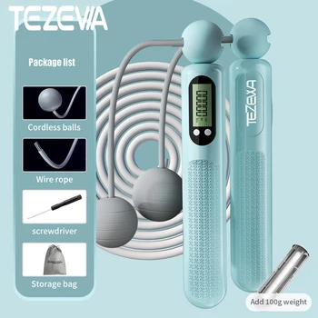 TEZEWA Smart Wire Беспроводная Скакалка Стальные Канаты Прыжки Со Скакалкой Упражнения Электрооборудование Для Похудения Упражнения Фитнес