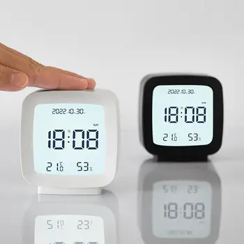 Цифровой будильник Отображение времени и даты Электронный монитор температуры и влажности для спальни Декор домашнего офиса Украшение стола