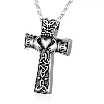Ожерелье с крестообразным крестом для праха, Подвеска в виде Урны с крестом из нержавеющей стали, держатель для праха, Мемориальные украшения