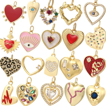 Серьги-амулеты с красным сердцем в стиле бохо, ожерелье, браслет 