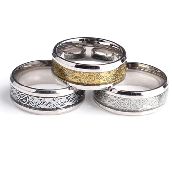 обручальные кольца с драконом из углеродного волокна для женщин золотого цвета, серебра, Нержавеющей Стали 316L, мужские ювелирные изделия оптом