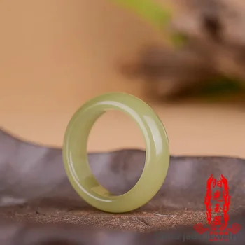 Натуральное 100% настоящее желто-зеленое кольцо из хотанского нефрита, скульптура ручной работы, простое нефритовое кольцо, женские свадебные украшения, подарочные кольца для мужчин