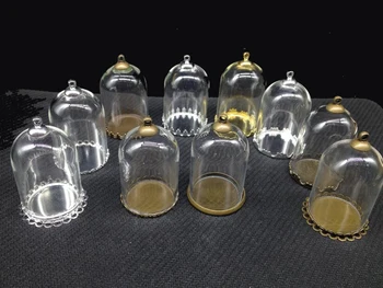 50 комплектов 38 * 25 мм в форме трубки из прозрачного стекла для пузырьков, банка и металлический лоток и верхний разъем для ювелирных изделий, аксессуаров для ожерелья