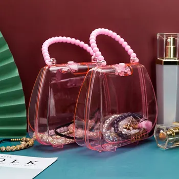 Детская Прозрачная ювелирная сумочка DIY Creative Bear Love Square Headband Серьги Браслет Коробка для хранения предметов