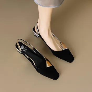 2023 Женские босоножки Baotou Нового типа с тонкой спинкой, цветные тонкие туфли на среднем каблуке, дышащие туфли на толстом каблуке, женские туфли на высоком каблуке