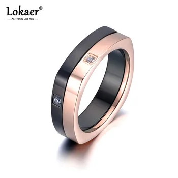 Lokaer OL Design CZ Crystal Кольцо-прядильщик из нержавеющей стали, покрытое розовым золотом, Юбилейные Обручальные кольца для женщин, ювелирные изделия R19012