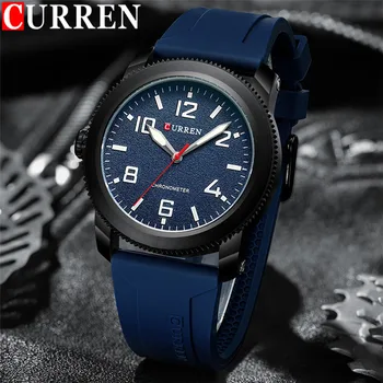 CURREN Спортивные Мужские часы Топ Люксовый бренд Военные Водонепроницаемые Мужские часы с Черепом, Черные Резиновые Кварцевые Оригинальные Мужские наручные часы 8454