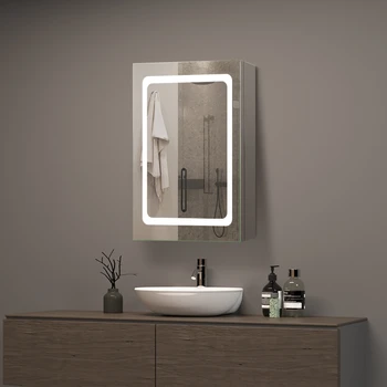 Настенный зеркальный шкаф из нержавеющей стали индивидуального размера и различной функции OEM led smart mirror cabinet