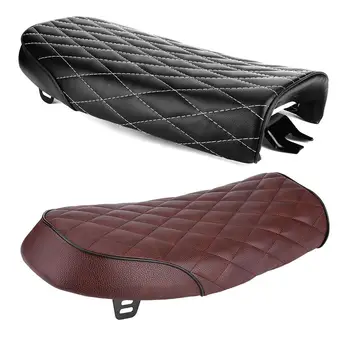 Седло из искусственной кожи для мотоцикла Винтажная подушка для плоского седла Cafe Racer для Honda CG125 GN CG Black Car String New